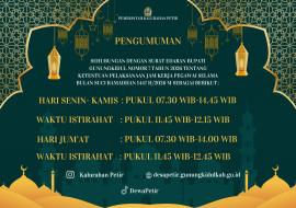 JAM PELAYANAN KANTOR KALURAHAN PETIR SELAMA BULAN RAMADHAN